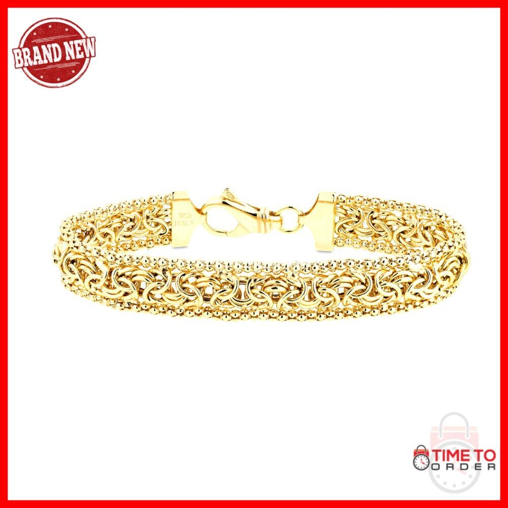 Sterling Silver Byzantine Bracelet Elegant Italian Artisanal Link Chain